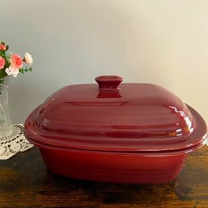 Pampered Chef Stoneware 3.1 Qt 3L 2 Pc Cranberry Covered Baker